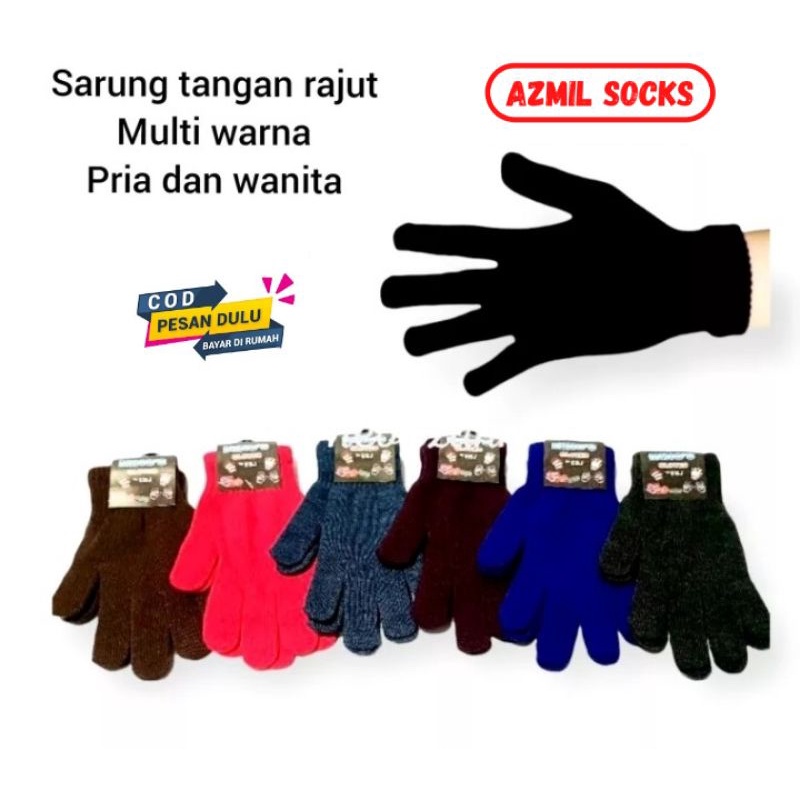 sarung tangan rajut polos warna pria wanita