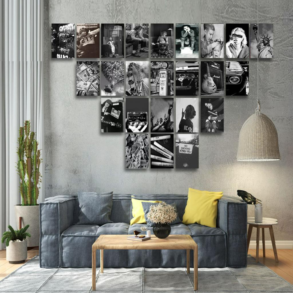 (32Pcs)Hiasan Dinding Kamar Black&White Aesthetic Vintage Ukuran A6 A5 A4 aesthetic wall collage wal