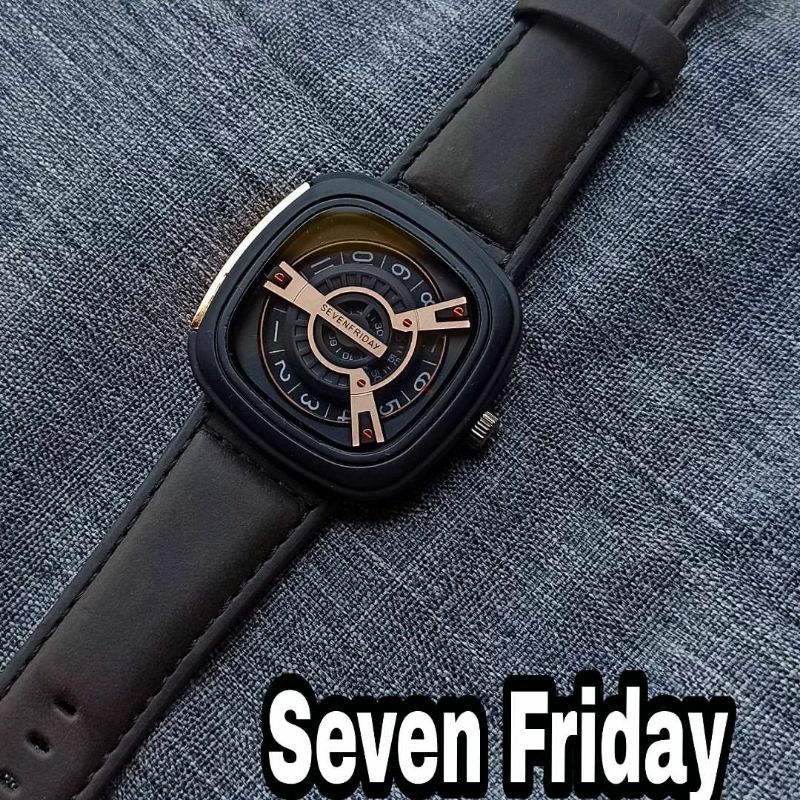 Jam Seven Friday tali kulit + free gelang ( model raandom)