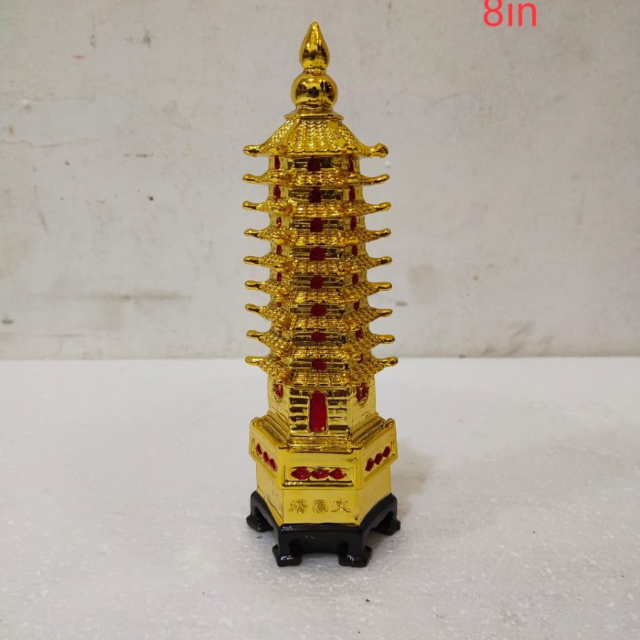 pajangan fengshui pagoda emas 8 inch