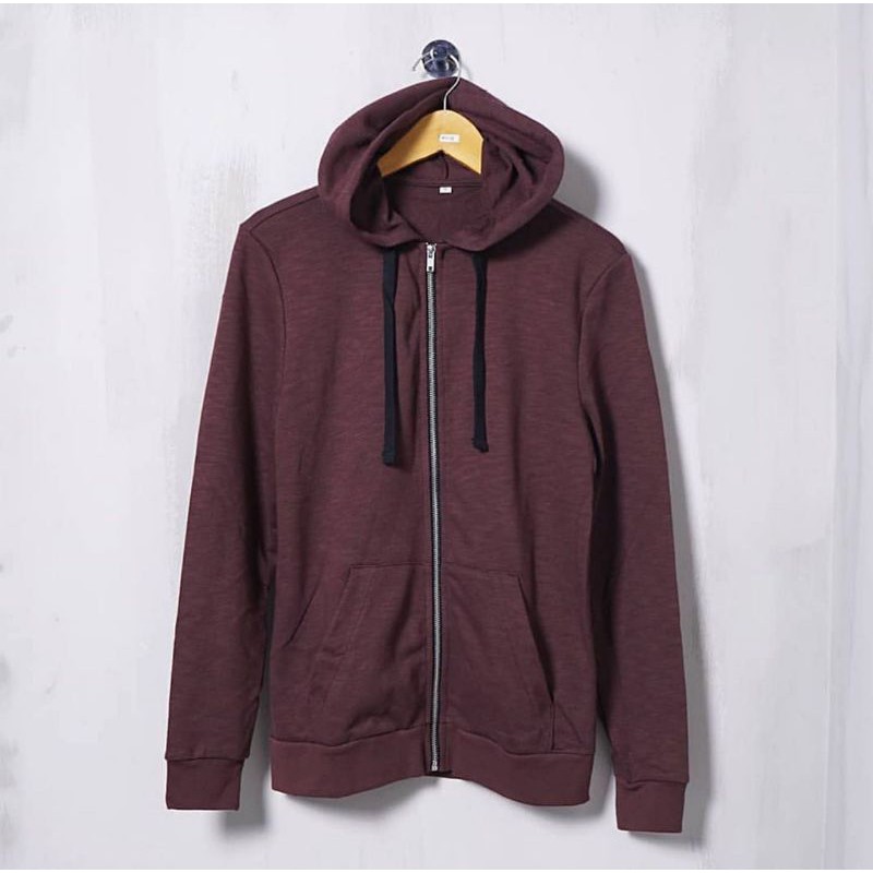 Mens Zipper Hoodie Maroon By H&M