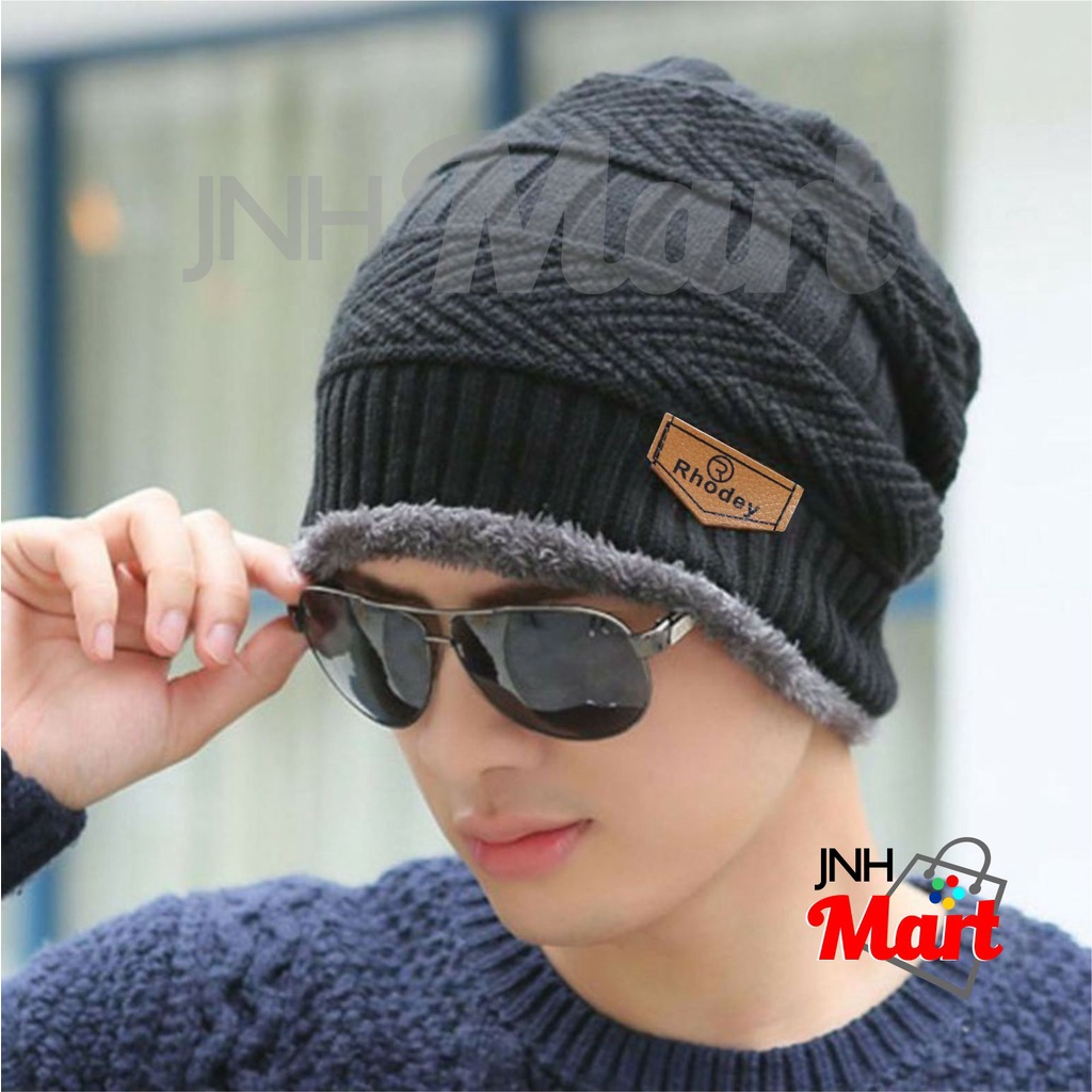 Topi Kupluk Wool Winter Dewasa Pria Wanita Rajut Bulu Wol Tebal Hangat Outdoor