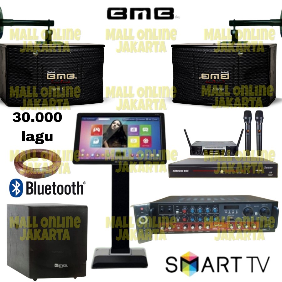 Paket karaoke lengkap Bmb 10 inch Subwoofer aktif 12 inch fullset