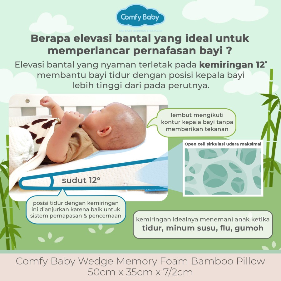 Comfy Baby Wedge Memory Foam Bamboo Pillow