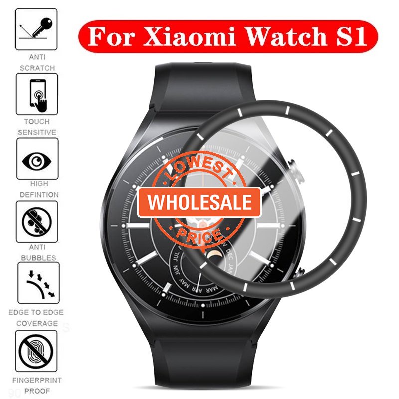 Pelindung Layar Smartwatch Anti Gores Full Curved HD Bahan PMMA Fiber Untuk Xiaomi Mi Watch S1