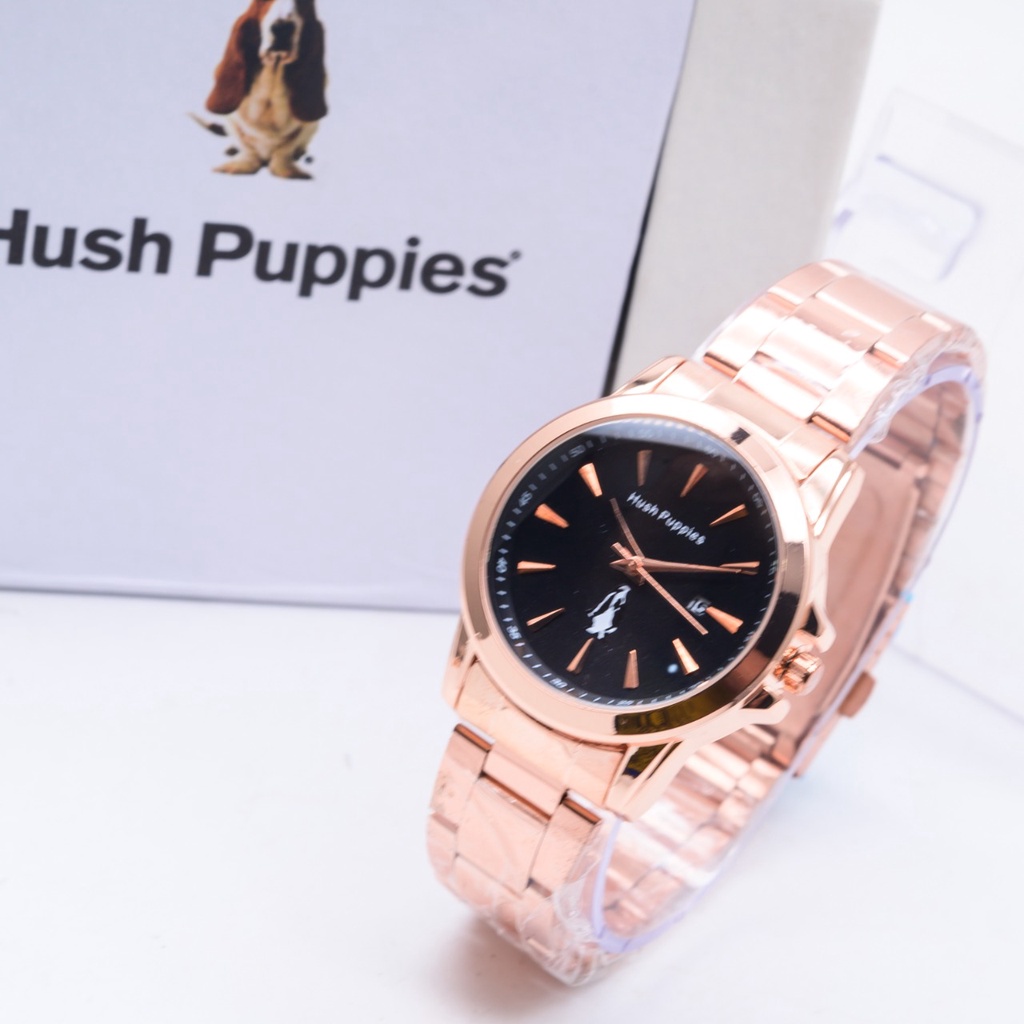 Grosiran Jam Tangan Wanita Hush Puppies 3480HB Analog Strap Stainless Steel Tanggal Aktif Free Box Jam Tangan (COD)