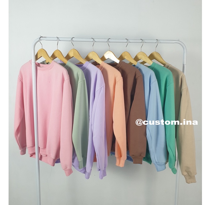 Basic Sweater Polos Oblong Crewneck Sweatshirt Pria Wanita Size M - XXXL-!!WARNA DICATATAN!!