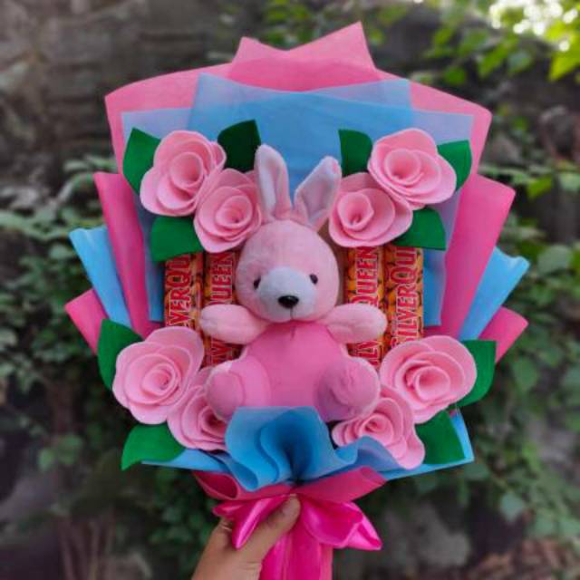 READY STOCK LANGSUNG KIRIM BUKET COKLAT MIX BUNGA FLANEL BUKET VALENTINE