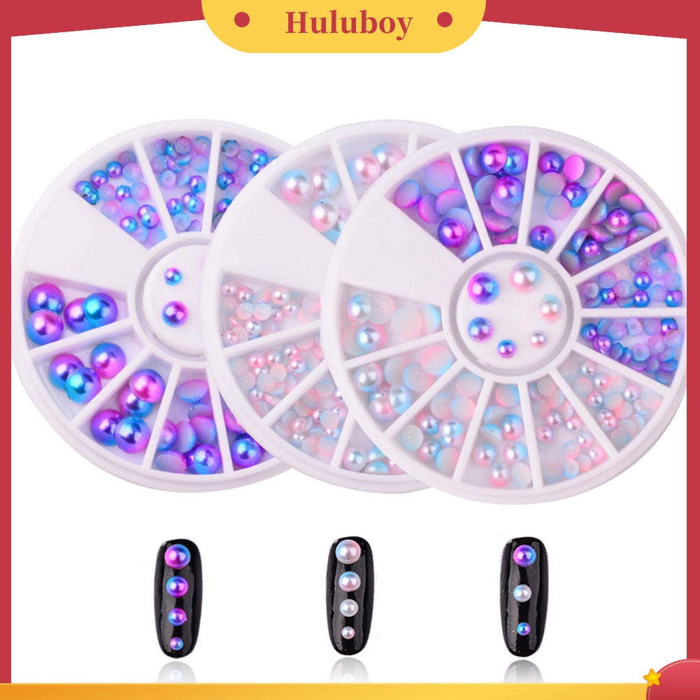 Huluboy Huluboy♡ Manik-manik Mutiara Imitasi Bentuk Setengah Lingkaran 3D Untuk Dekorasi Nail Art