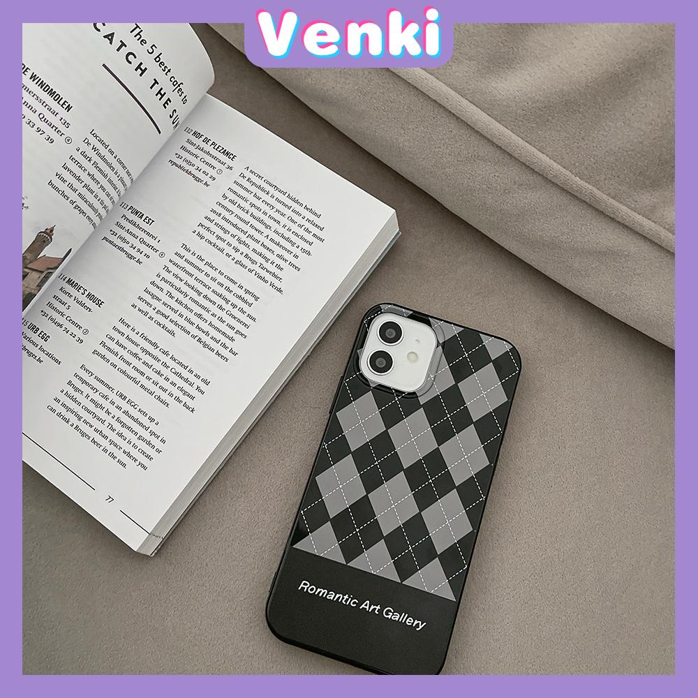 Soft Case Silikon Hitam Glossy Motif Berlian Kotak-Kotak Untuk Iphone 13 Pro Max / 12pro Max / 11 / Pro Max / 7p / 8 / 7p / 8p / X / Xr / Xs Max