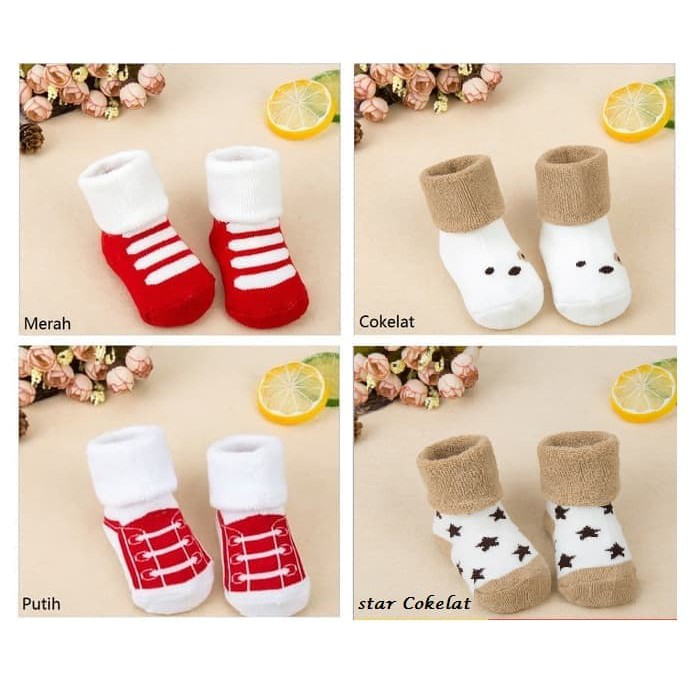 Kaos Kaki Bayi Tebal Motif Lucu - [ 1 Pasang / 0-12 M ]