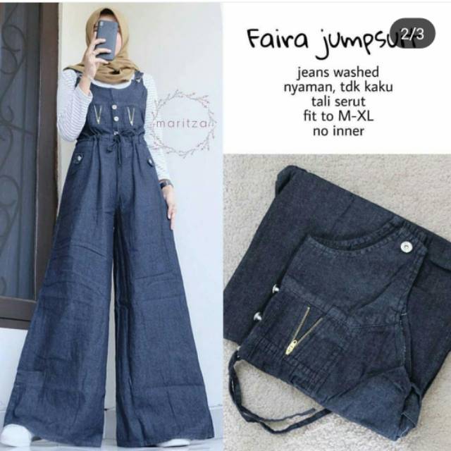 FAIRA JUMPSUIT // OVERALL HITAM CELANA KODOK KULOT HITAM