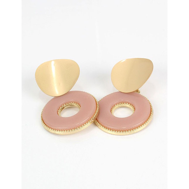 LRC Anting Tusuk Fashion Alloy Circle Acrylic Earrings F58347