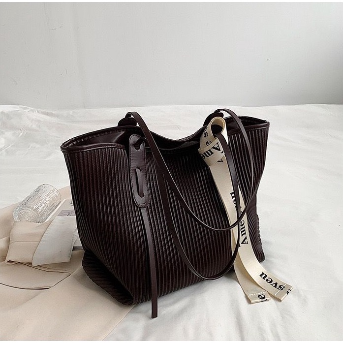 BJ15694 - BEIGE/BLACK/BROWN/COFFEE - TAS BAHU SHOULDERBAG BEST SELLER MOTIF GARIS TWILLY WANITA FASHION IMPORT MODIS ELEGAN TERMURAH TERLARIS TERBARU BAGSTORE JAKARTA TAS BATAM EL5694 LT2071 BQ3402