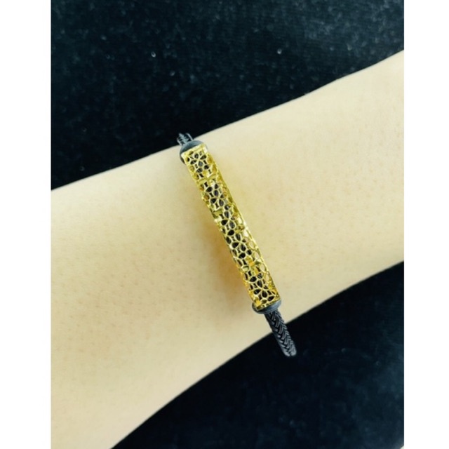 Gelang tali with liontin emas asli 16K & 20K model tabung kerawang kotak simpel