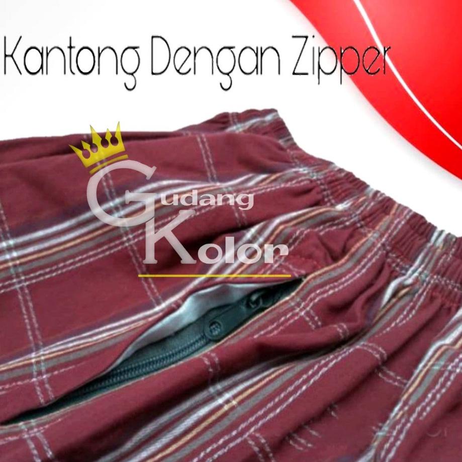 ➬ Celana Pendek Pria Cowok Dewasa Jumbo Katun Salur Big Size Motif Kotak Garis Tartan Celpen kolor L