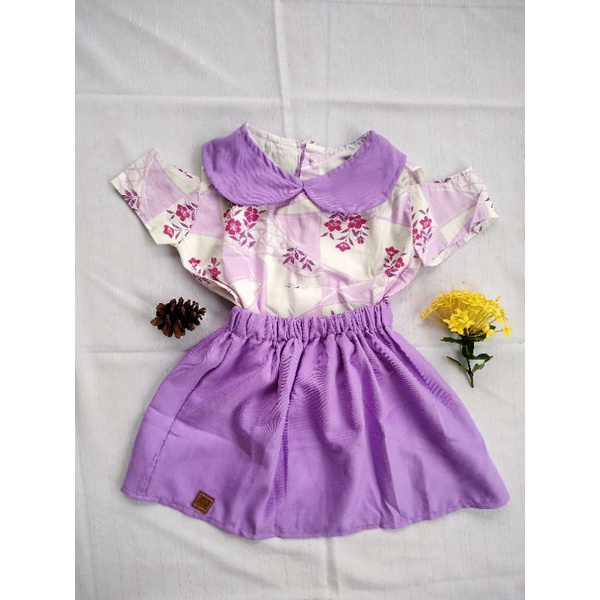Setelan Baju Rok Bayi Perempuan Katun Jepang