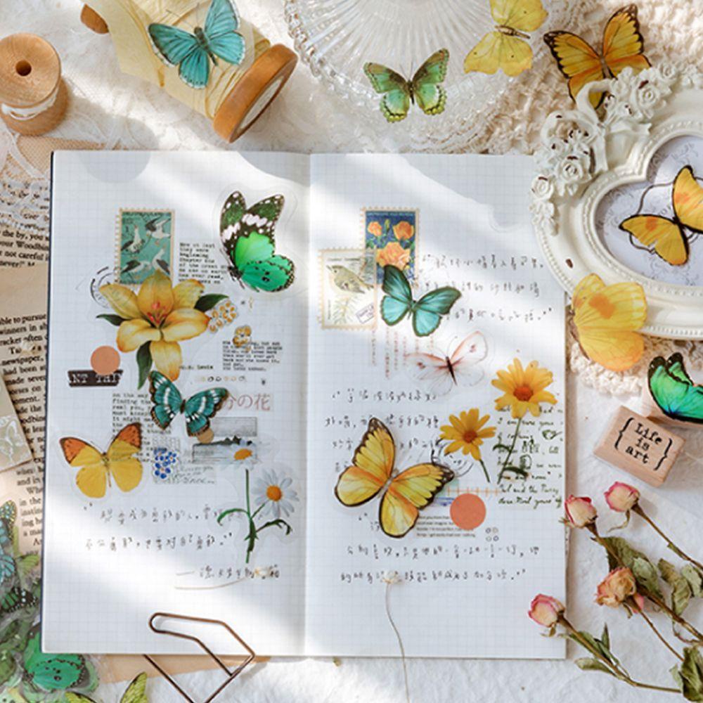 Mxbeauty Butterfly Decorative Sticker Diary Retro Notebook DIY Bahan Album Alat Tulis Stiker