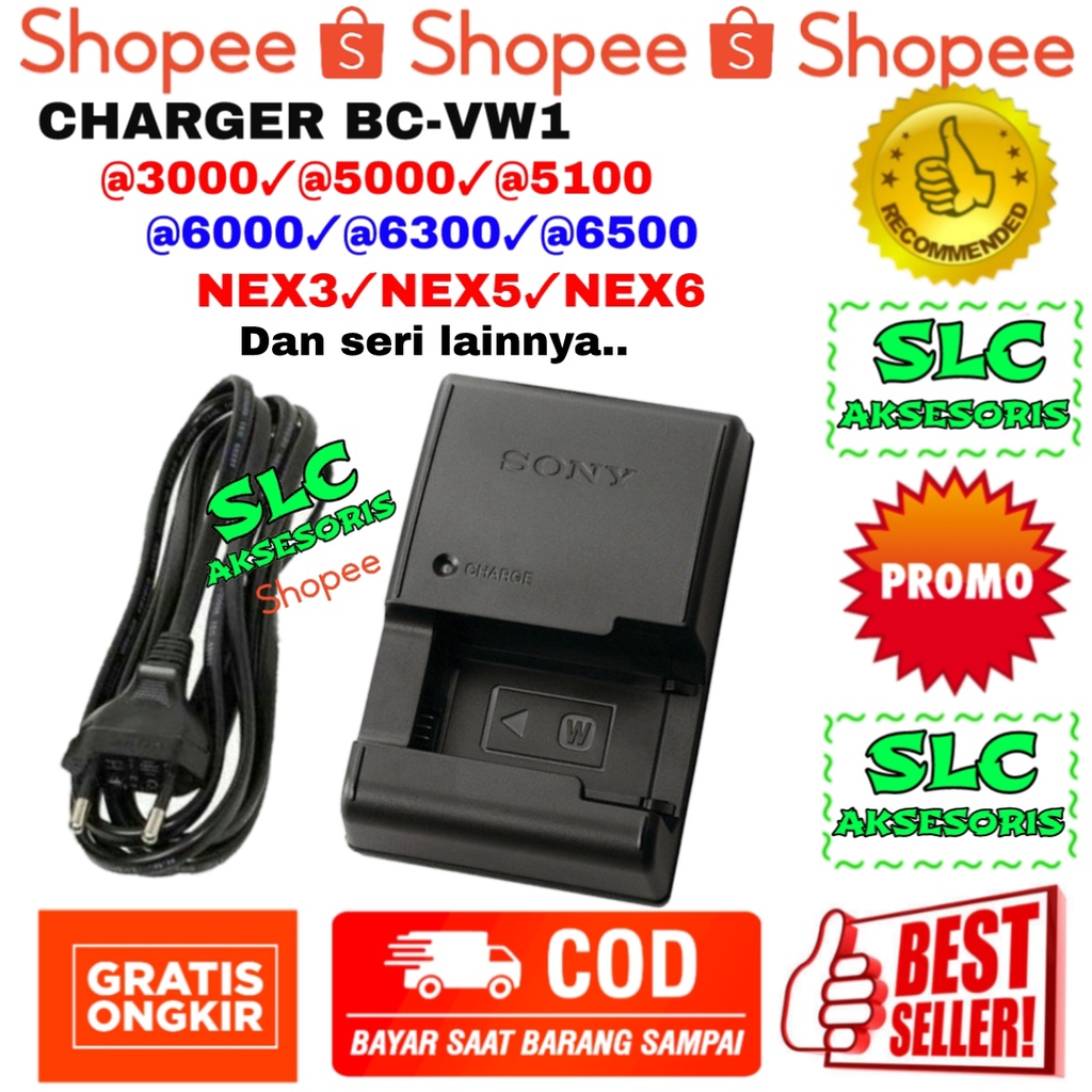 SLC - Charger Kamera Sony Alpha NEX-3 3N Chas NEX-5 5N 5R SLT A37 Chasan 5T 6 7 C3 Alfa Ches F3 NEX3