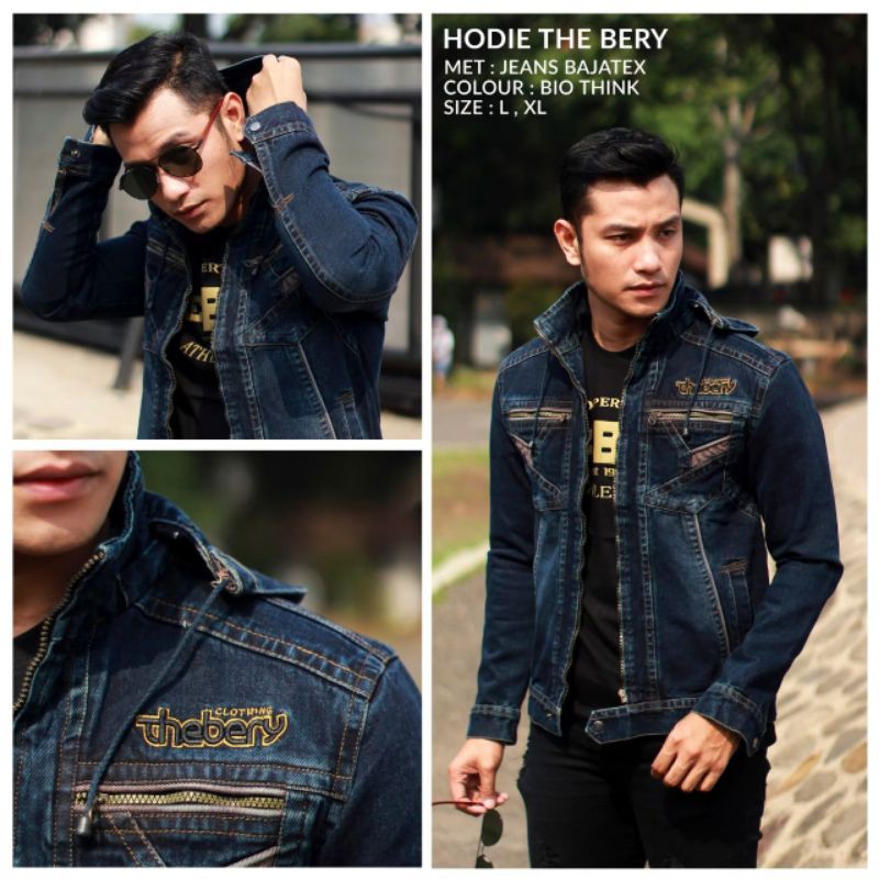 JAKET JEANS PRIA THE BERY KERAH HOODIE VARIASI MURAH