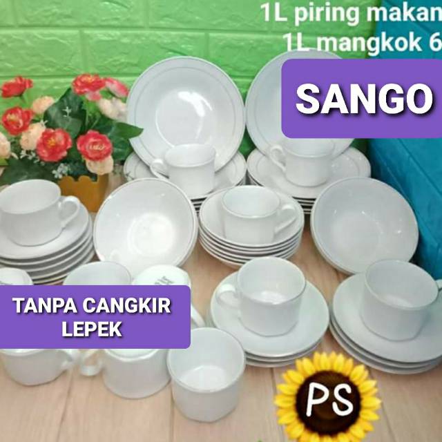 1 LUSIN PIRING 1 LUSIN MANGKOK SANGO PUTIH