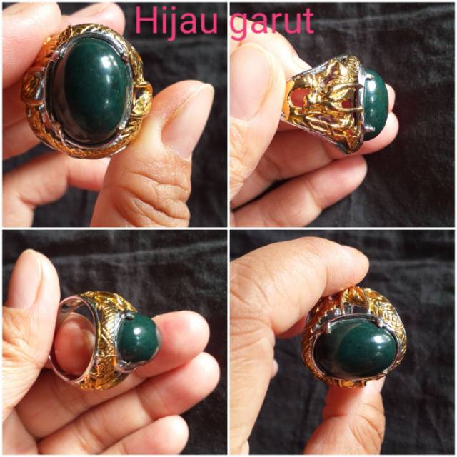 Cincin batu akik hijau garut titanium.