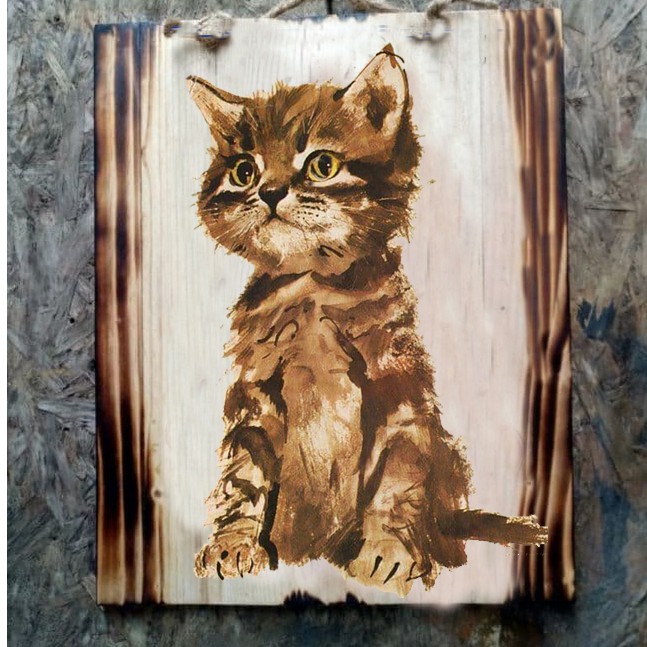 Hiasan Dinding Dekorasi Dinding LUKISAN KAYU KUCING HIASAN KAMAR RUANG TAMU CAFE KAFE