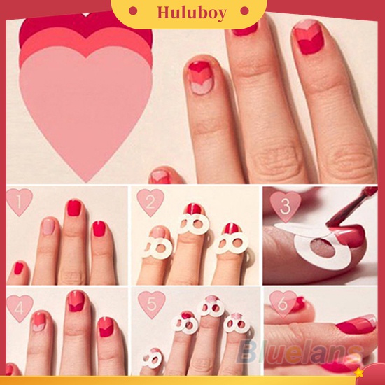 Huluboy Huluboy♡ 48pcs / Lembar Stiker Tape Stensil Panduan Hias Kuku French Manicure DIY 18 Model