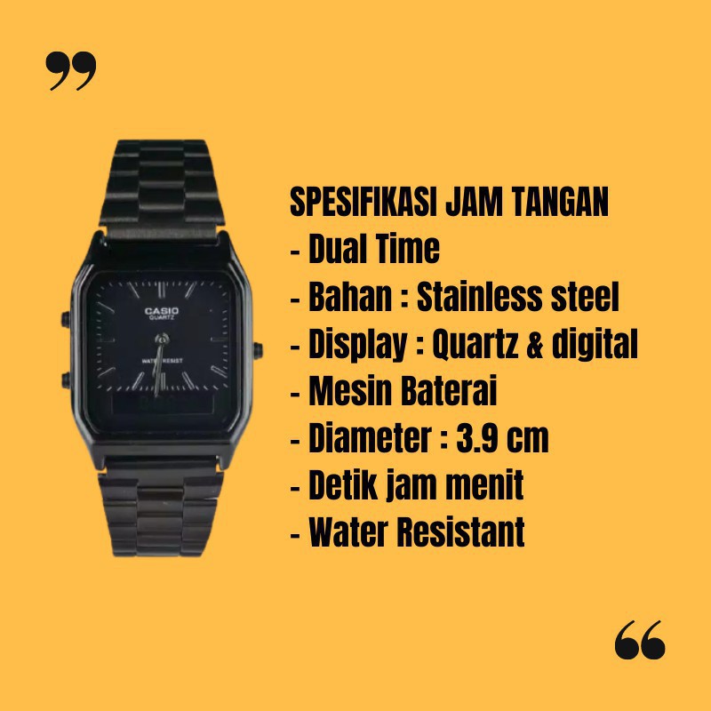 COD ( Bayar Ditempat) Jam Tangan Pria / Wanita Casio Rantai Segi Double Time AQ230