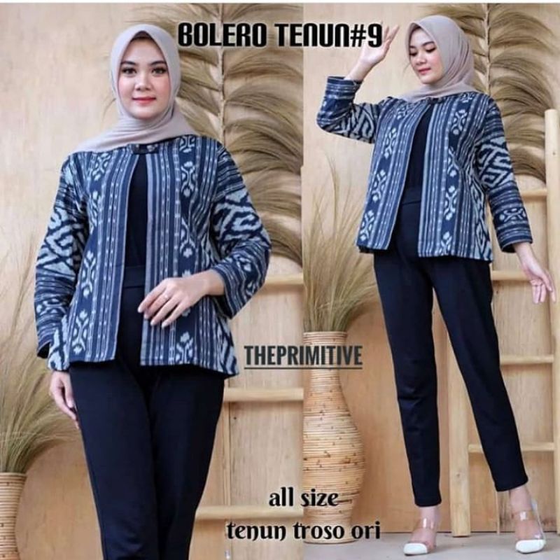 Blazer kimono wanita casual - baju tenun ikat blanket jepara