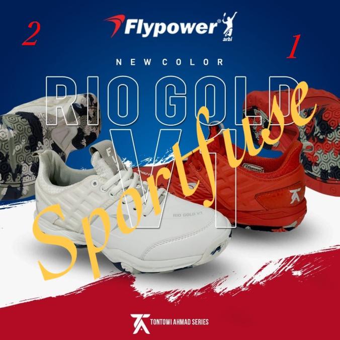 sepatu badminton flypower rio gold v1