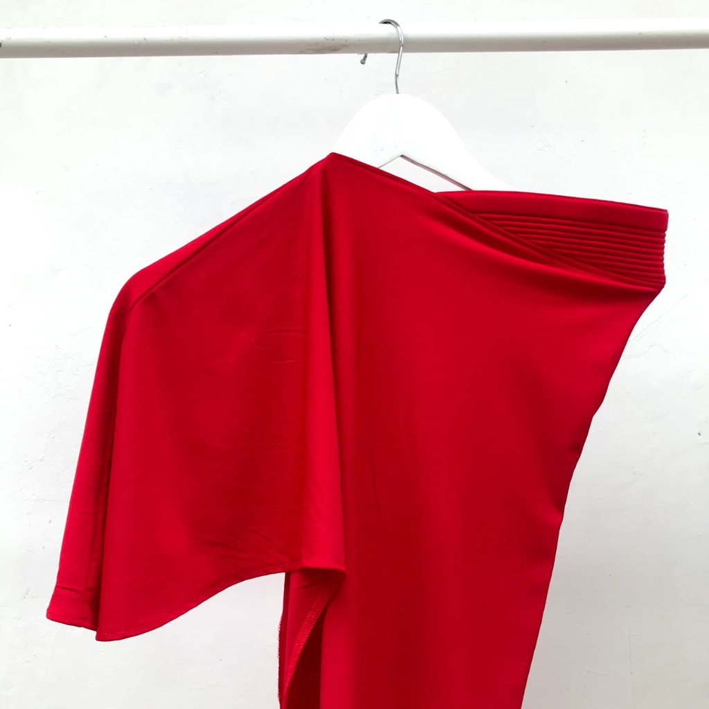 Khimar Jersey Premium / Khimar Pinguin / Khimar Jersey / Jilbab Kerudung Intant-Penguin Merah Cabe