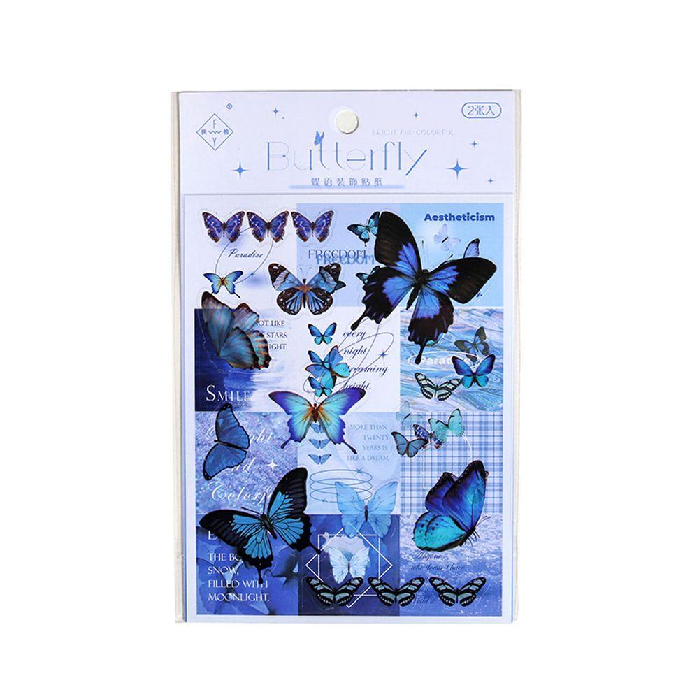 Lanfy Butterfly Stationery Sticker Jurnal PET Hand Akun Perekat Diri Stiker Handphone Perlengkapan Sekolah