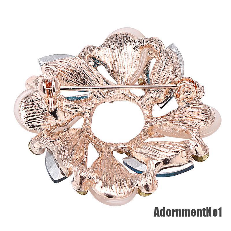 (Adornmentno1) 1pc Bros Pin Bentuk Bunga Bauhinia Aksen Kristal Untuk Aksesoris Dress Wanita