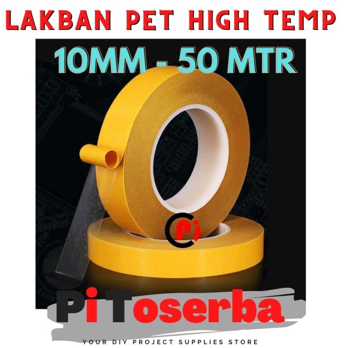 Tape Lakban PET Heat High Temperature Adhesive Uk 10mm x 50Mtr TF11