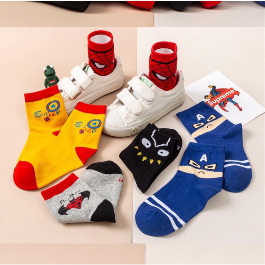 littlekiddoss SC2122 Kaoskaki Anak Karakter Superhero Kaos Kaki Anak Import