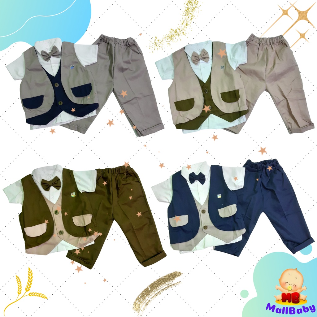 Baju Anak Bayi Laki Laki 6 12 Bulan Setelan Tuxedo Bayi 1 2 Tahun Set Dasi Celana Panjang