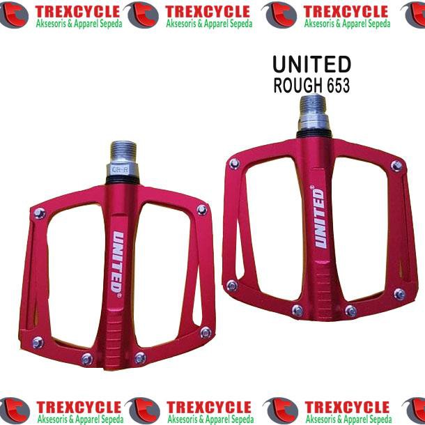 Pedal Sepeda Gunung MTB United Rough 652 Merah Red Sealed Bearing