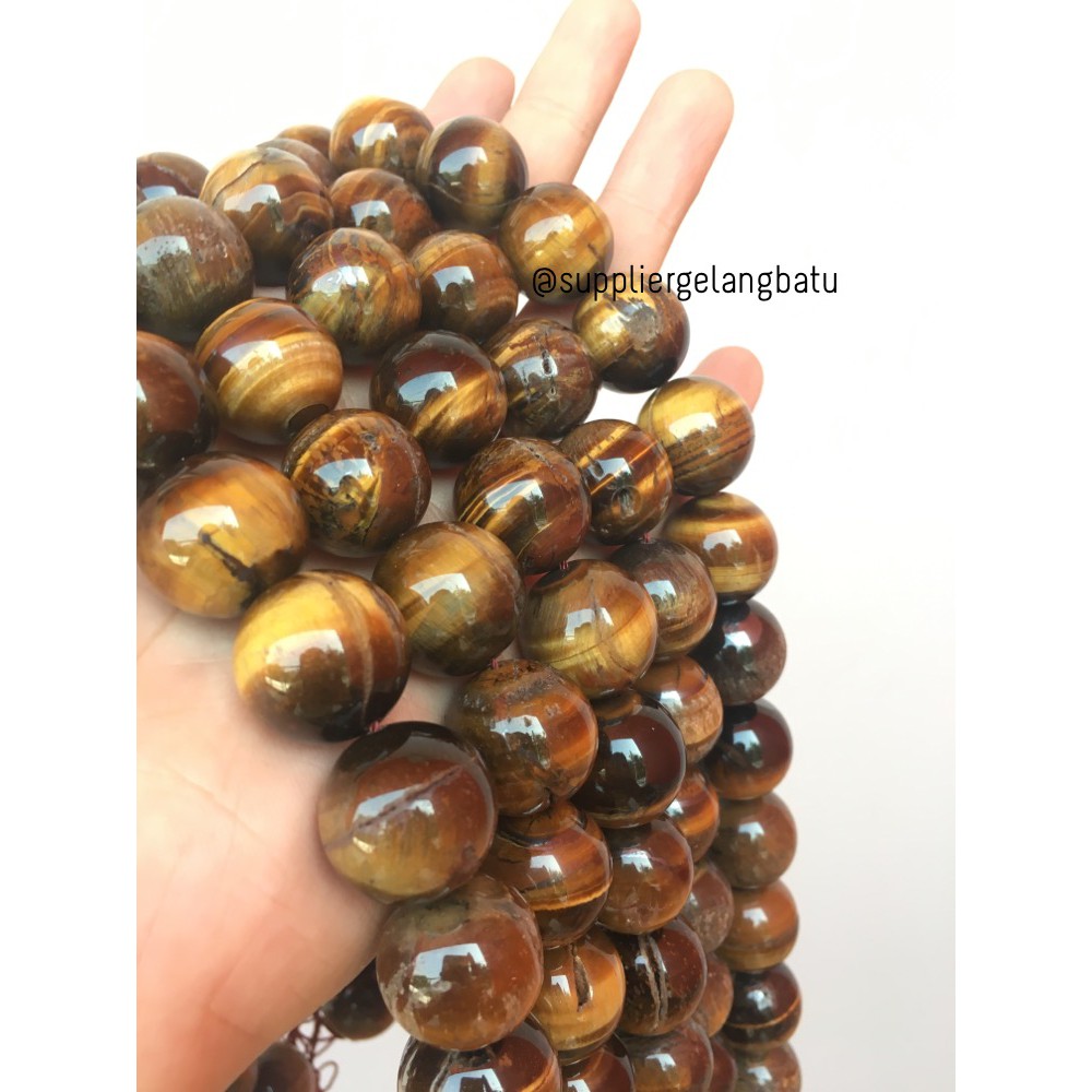 BROWN Tiger Eye 16mm bahan batu biduri sepah hijau material aksesoris grosir craft beads kerajinan