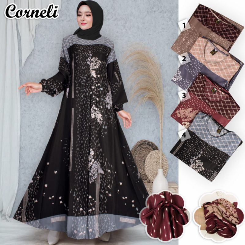 GAMIS JUMBO MOTIF TERBARU BAHAN DIOR SILK PREMIUM