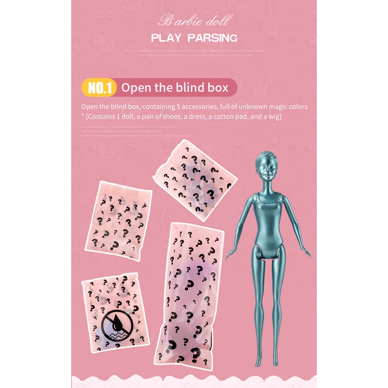 Boneka Barbie Color Reveal Dengan 7kejutan: Water Reveals Tampilan Boneka &amp; Menciptakan Perubahan Warna Di Wajah &amp; Rambut Mainan Rumah Bermain Bayi Hadiah Ulang Tahun