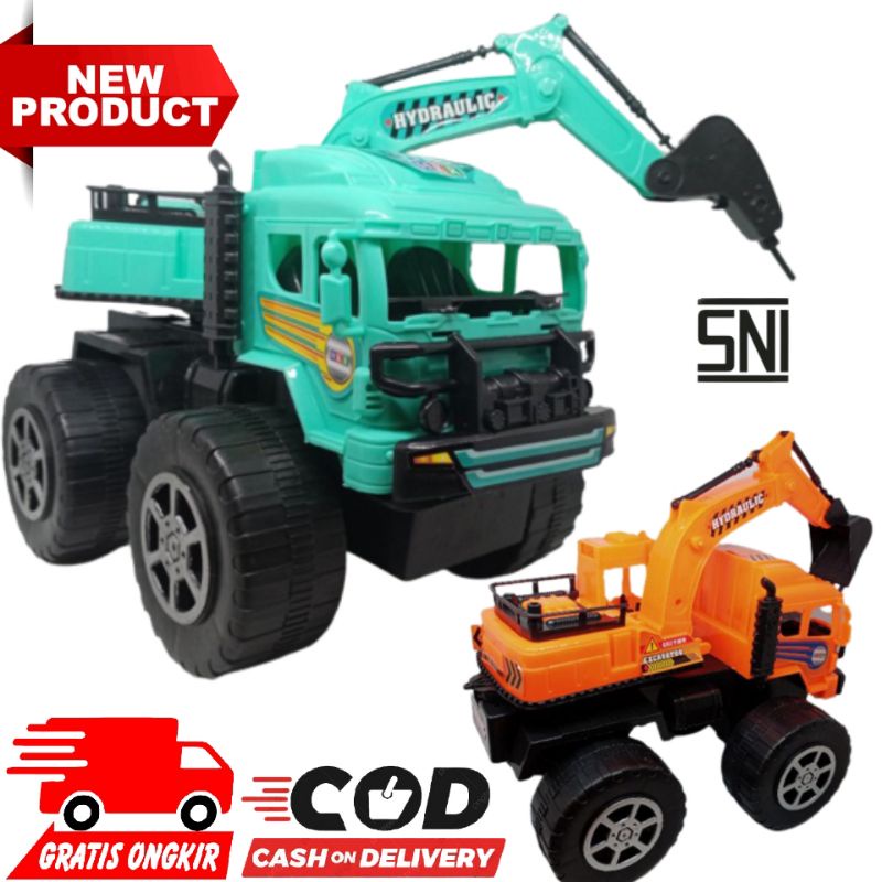 Mainan Anak Laki Laki Mobil Truk Eskavator/Buldoser Keruk Pasir Ban Besar