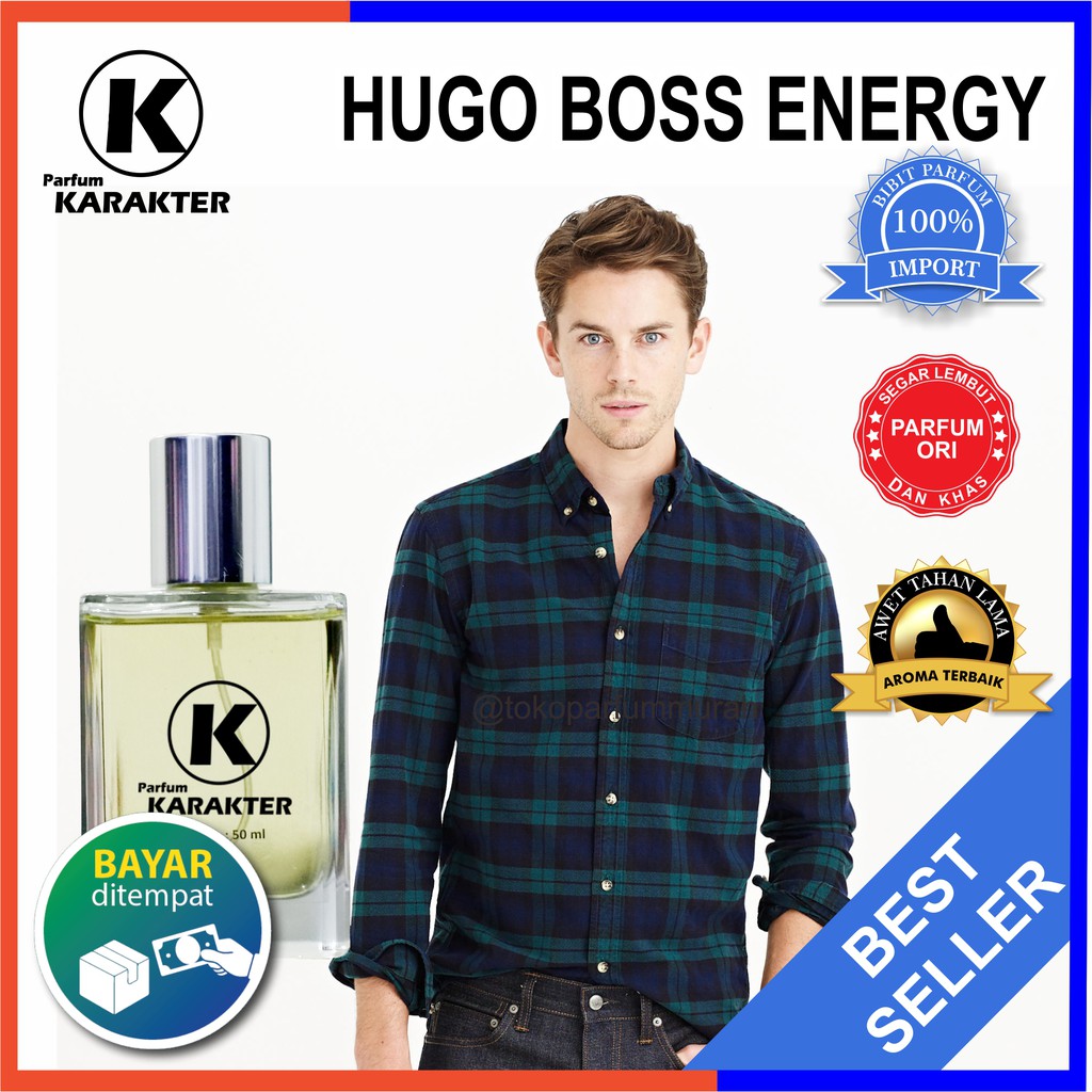 Bisa Cod | Parfum Cowok Hugo Boss Energi  Bibit Parfum import Wangi &amp; Tahan Lama  Kemasan 50ml