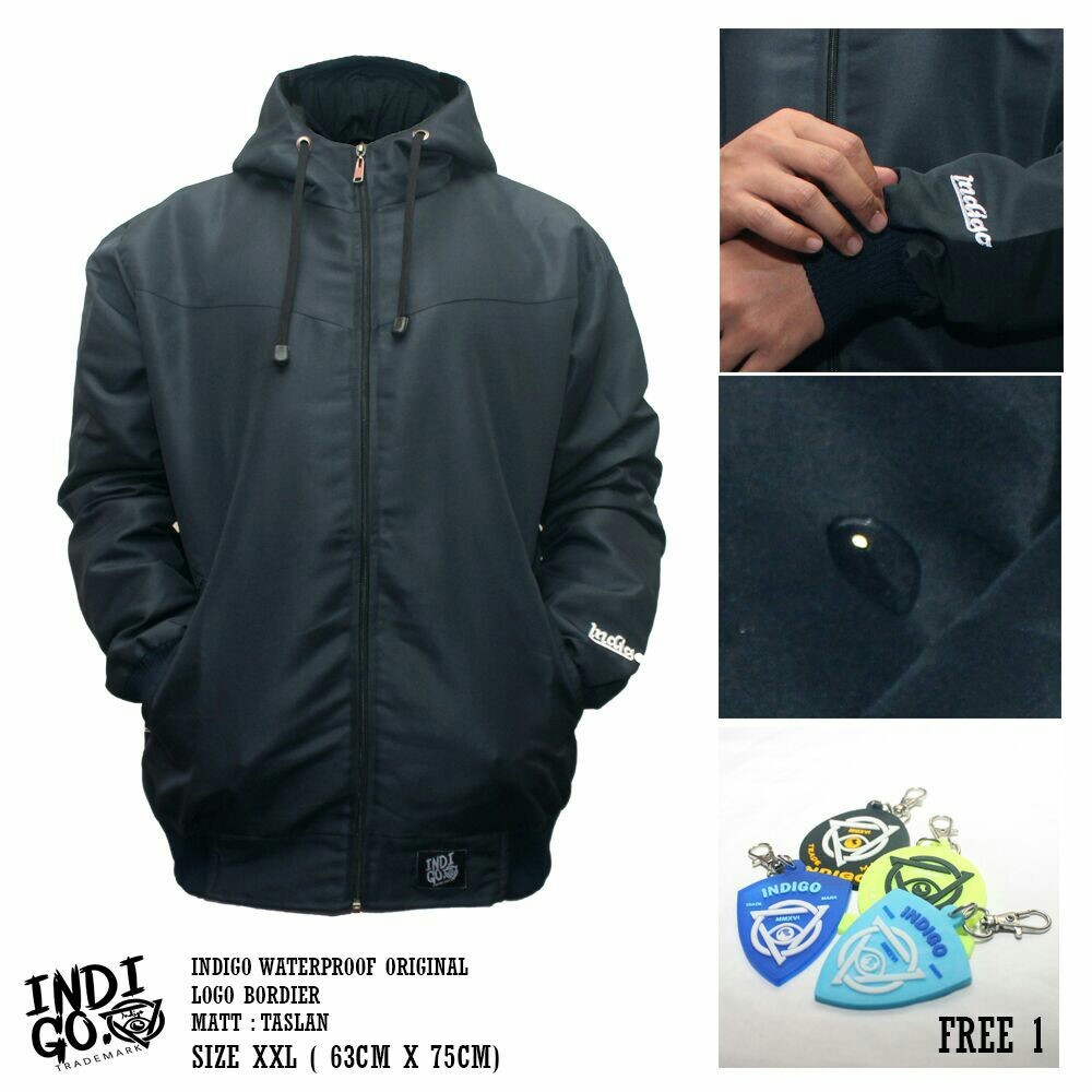 JAKET PRIA WATERPROOF JUMBO ANTI AIR SIZE XXL INDIGO ORIGINAL NAVY - JAKET JUMBO PRIA ANTI AIR
