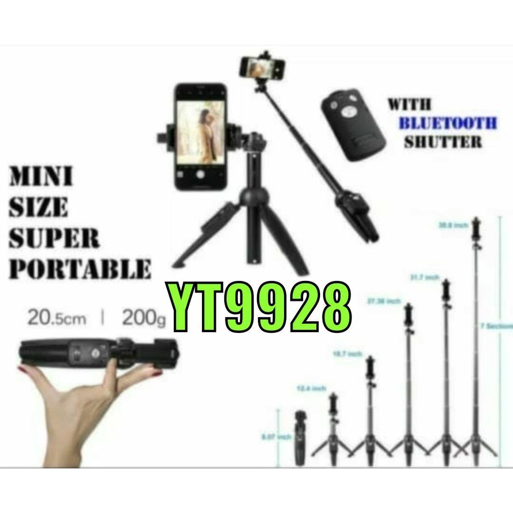 Tripod Tongsis 3 in 1 Yunteng YT 9928 / Bluetooth Holder Hp &amp; Kamera Original Terbaik Stand Mini