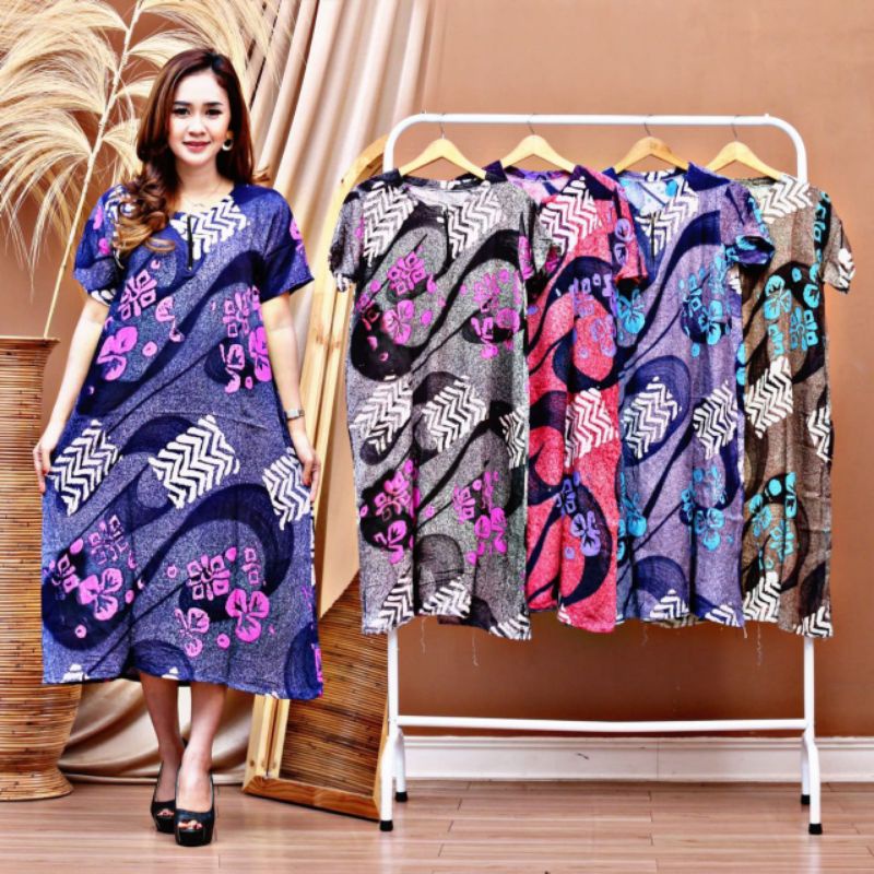 (3 PCS) Daster lengan pendek motif abstrak monocrome baju busui bumil murah asli pekalongan baju wanita