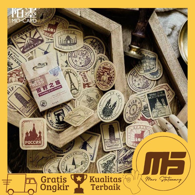 

[ 45 PCS ] Sticker Kawai Aesthetic Brown Vintage untuk Scrapbook Jurnal Diary DIY | Mars Stationary