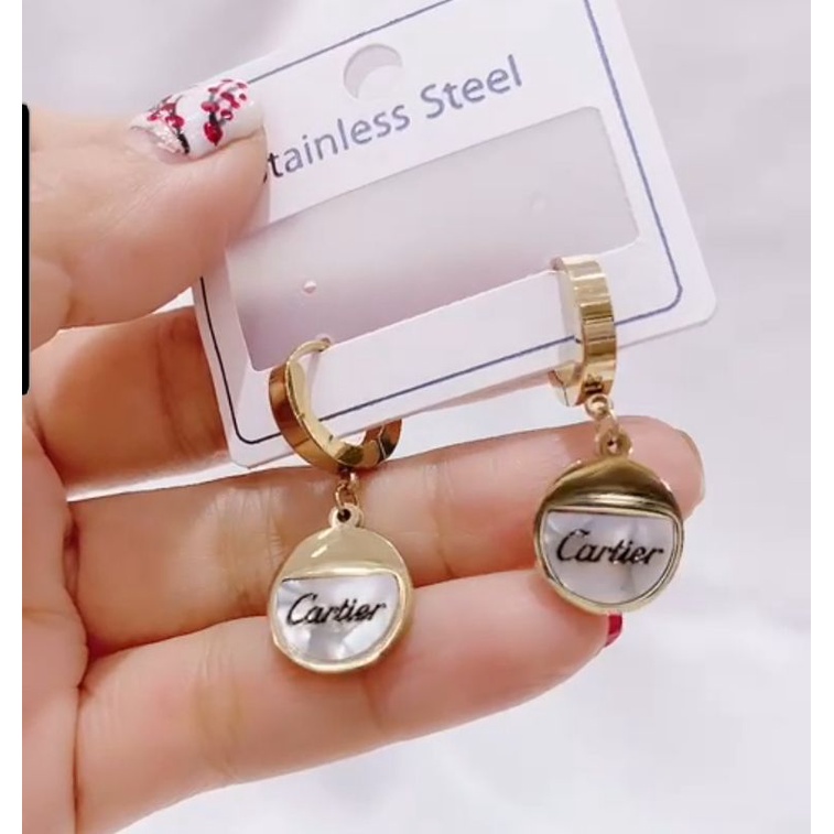 Anting Titanium asli gipsi Gold Cartierx Brandad Band anti karat anti alergi Earring Stainless steel Fashion Premium Quality