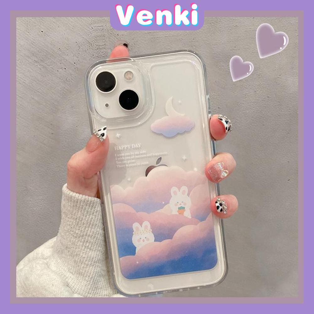 iPhone Case Clear Case Thick TPU Shockproof HD Space Case Protection Camera Plating Button Rabbit Cloud Moon Cute For iPhone 13 Pro Max iPhone 12 Pro Max iPhone 11 iPhone 7 Plus