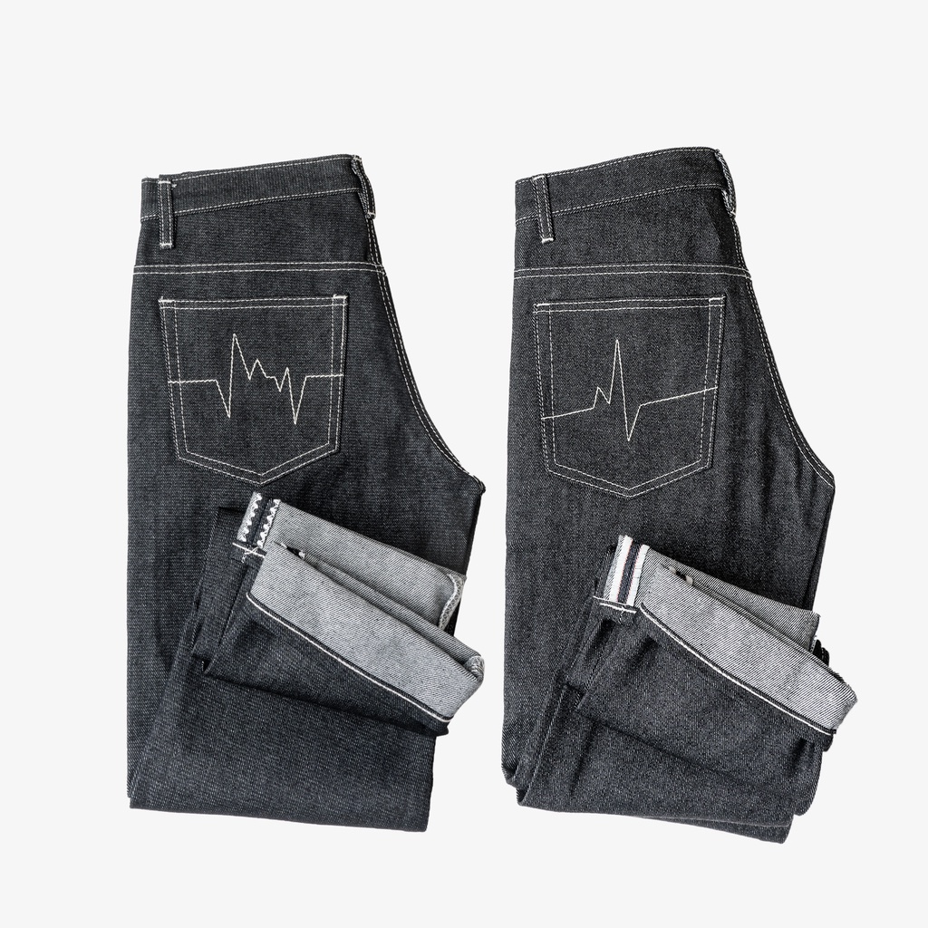 Celana Selvedge Pria selvedge denim besar celana besar celana jumbo 33-38 denim selvedge evolusion celana jeans selvedge pria celana selvedge black indigo